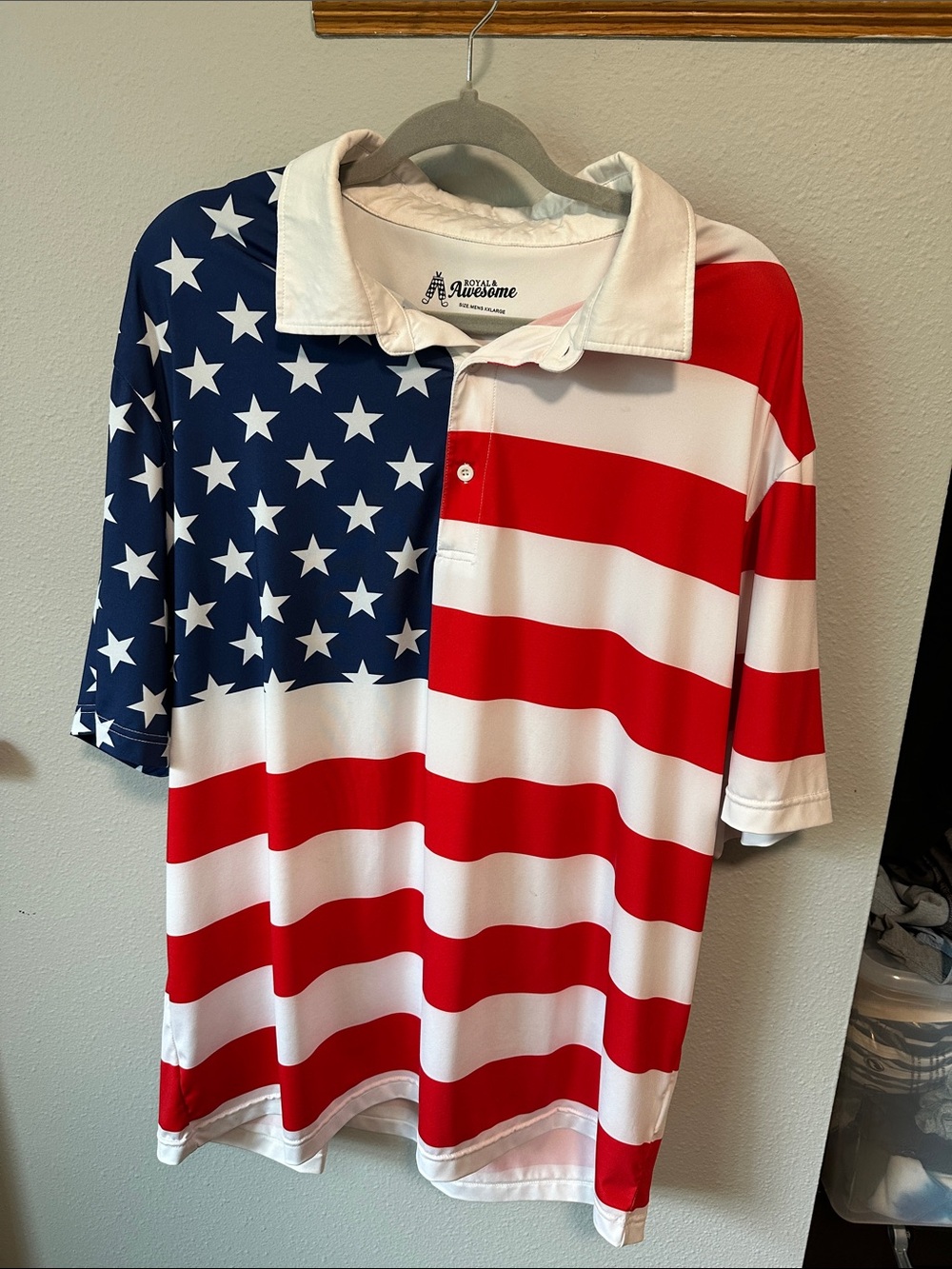 Men’s American Flag Polo Shirt - Red, White & Blue - size XXL